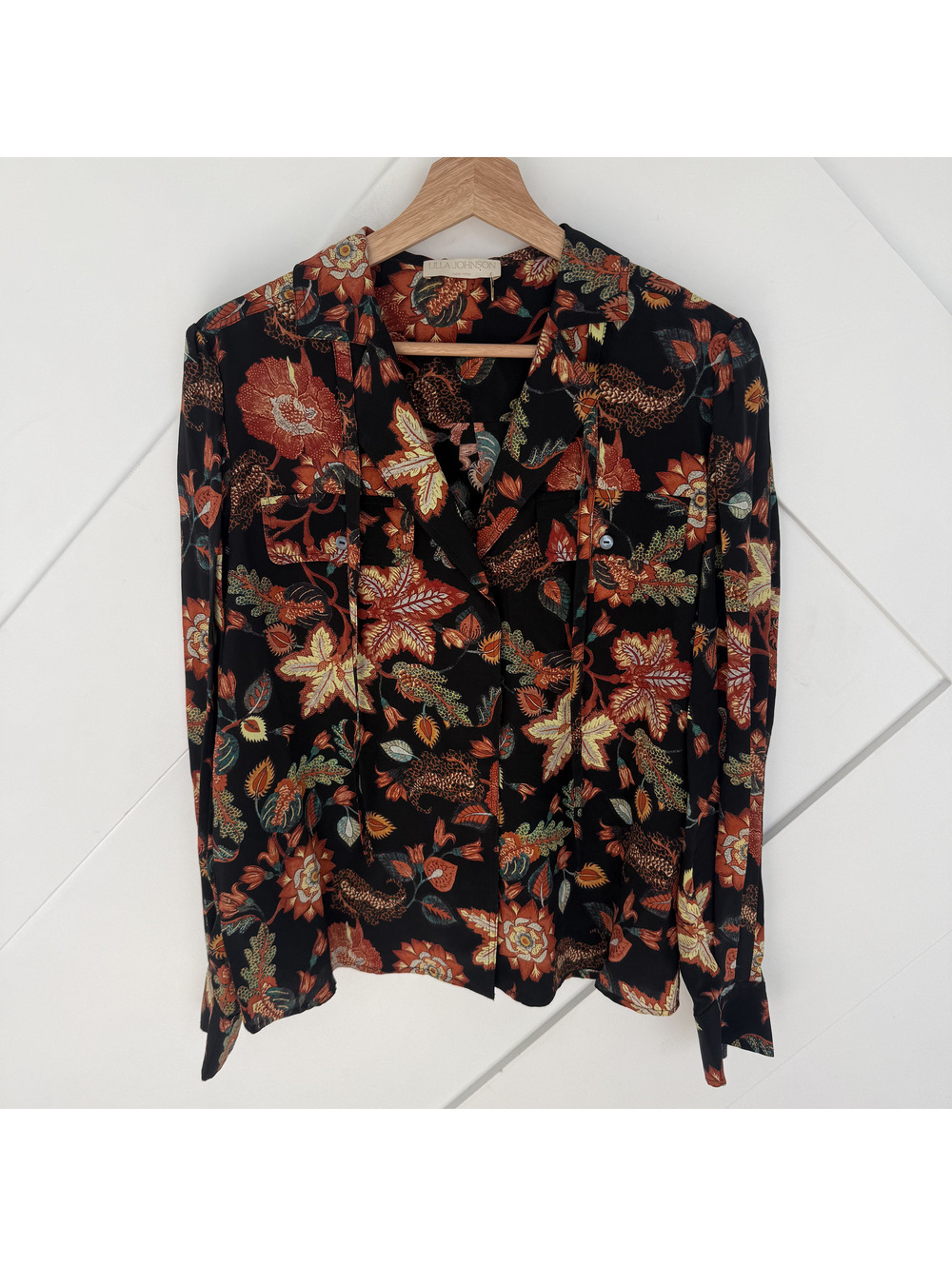 Ulla Johnson Black Floral Silk Blouse Size 0